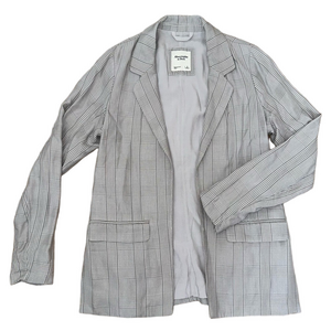 Abercrombie & Fitch Light Gray Plaid Slouchy Blazer